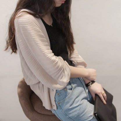 Pull en tricot solide boutonné et ouvert sur le devant pour femmes