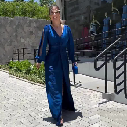 robe de couleur unie brillante pour femme