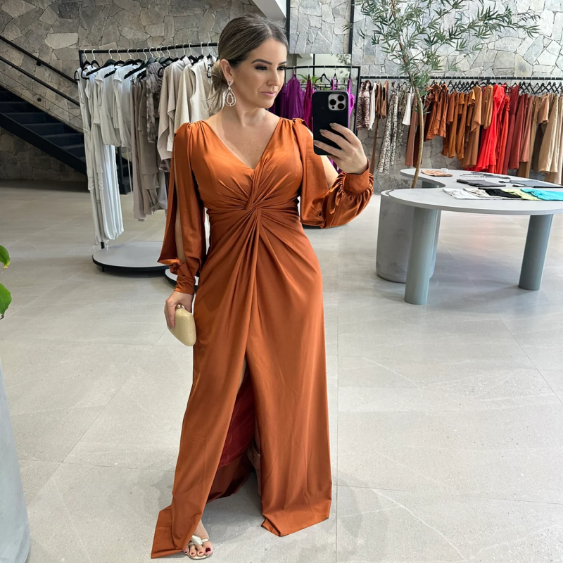 robe de couleur unie brillante pour femme