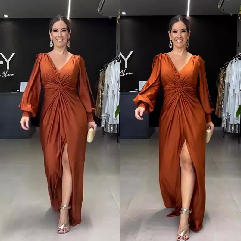 robe de couleur unie brillante pour femme