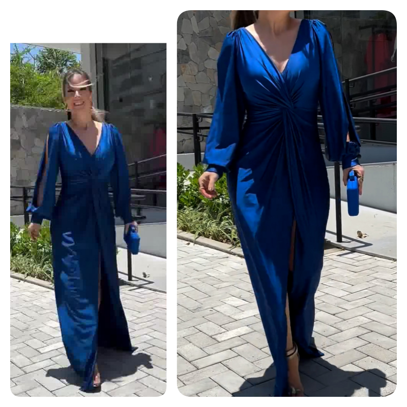 robe de couleur unie brillante pour femme