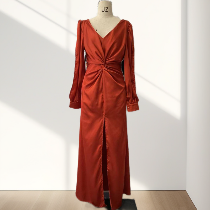 robe de couleur unie brillante pour femme