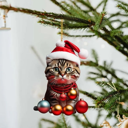 🎄10 pièces😻Décorations de sapin de Noël en forme de chat✨Décorations de chat à suspendre