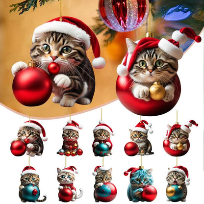 🎄10 pièces😻Décorations de sapin de Noël en forme de chat✨Décorations de chat à suspendre