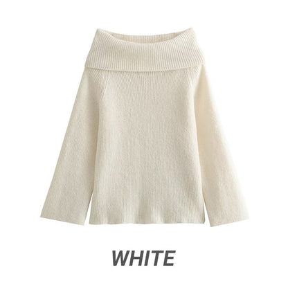 Pull décontracté à manches longues et épaules dénudées pour femme