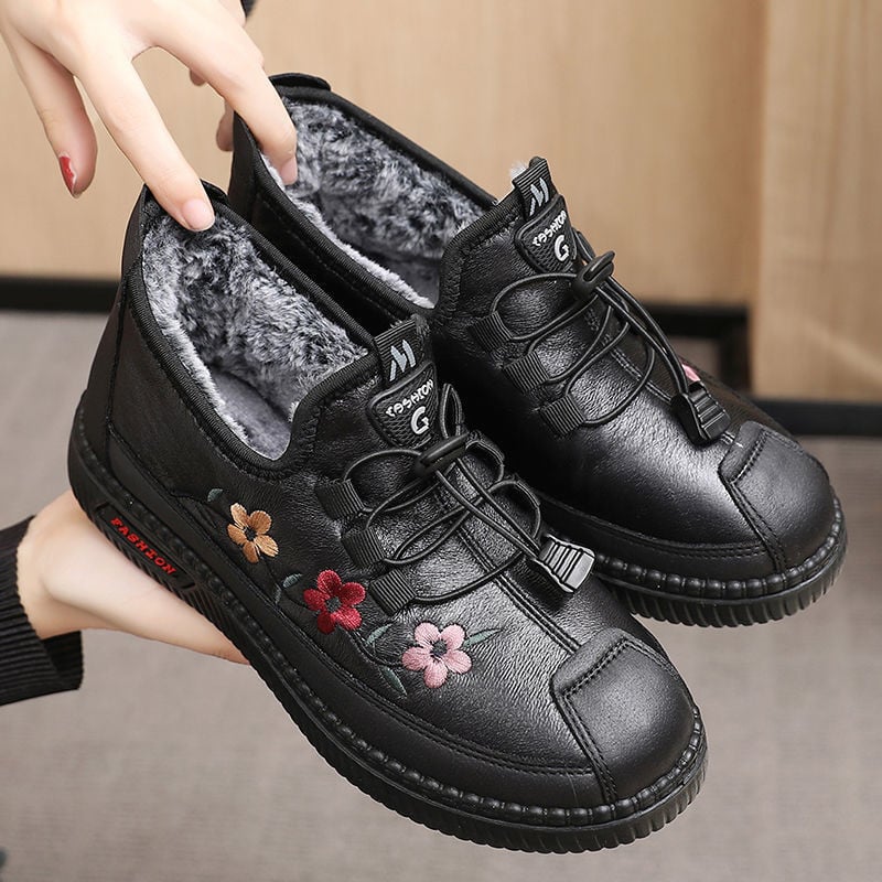 💝Mocassins femme en cuir et fourrure, doux et chauds