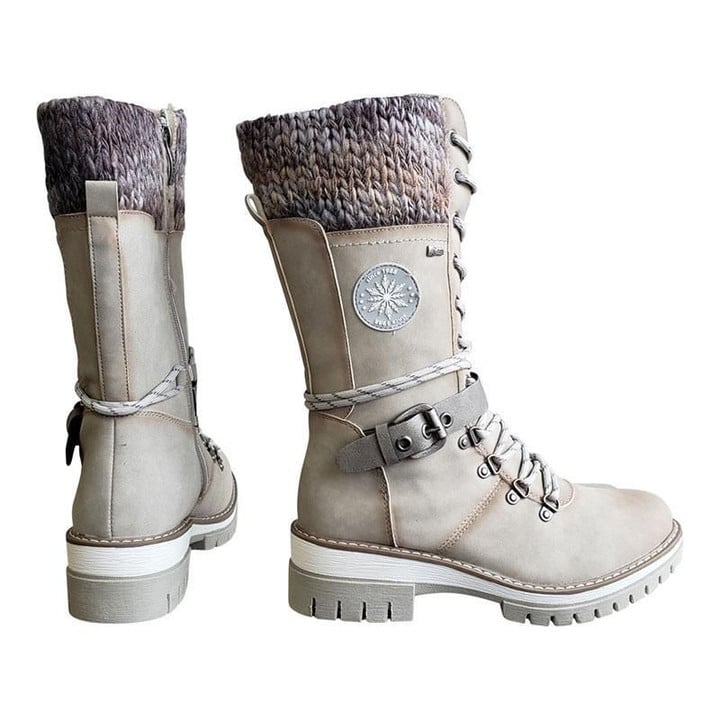 ✈Acheter 2 articles livraison gratuite✈bottes pour femmes tricotées avec boucle en dentelle