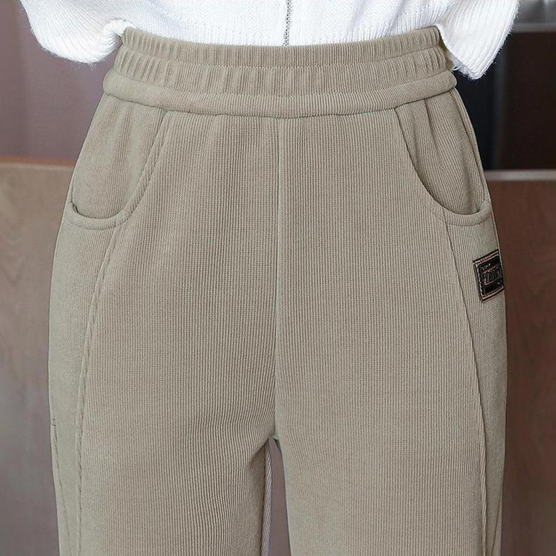 Pantalon chaud à taille haute et doublure en laine
