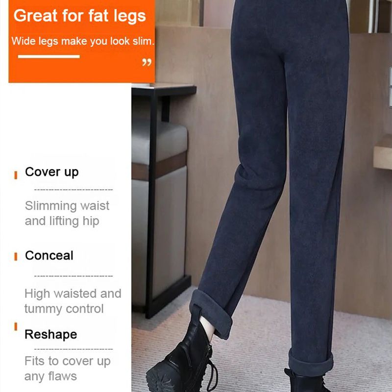 Pantalon chaud à taille haute et doublure en laine