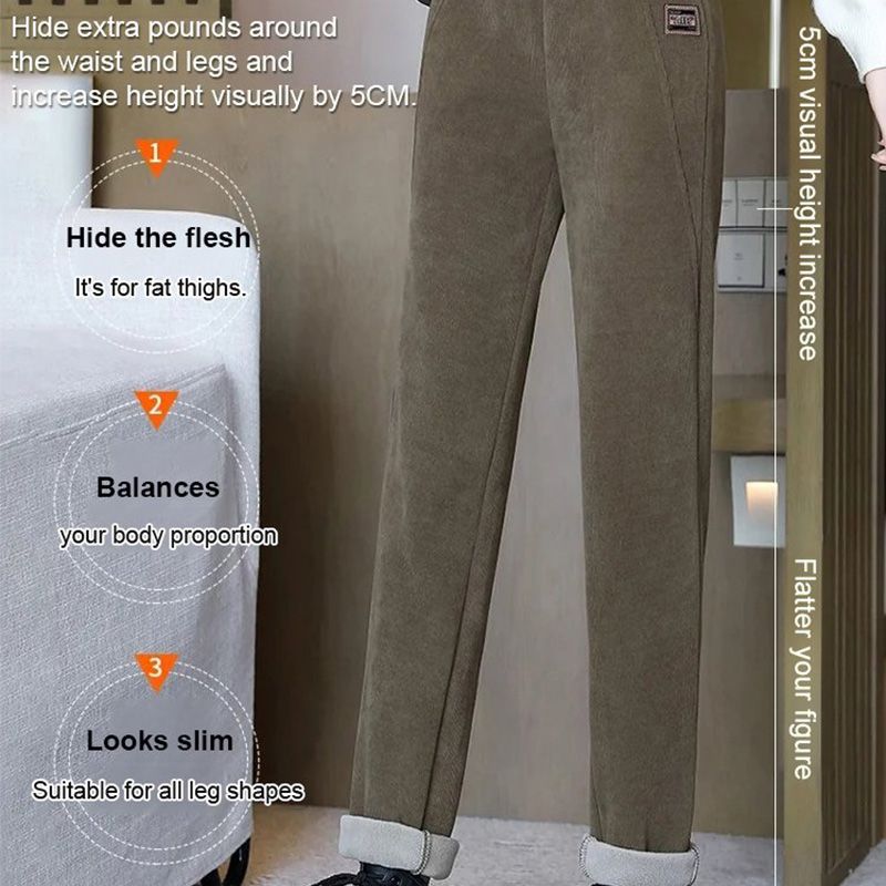 Pantalon chaud à taille haute et doublure en laine